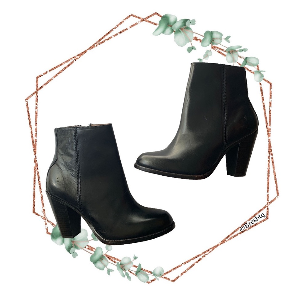 Frye black Jenny jet heeled leather bootie 7.5